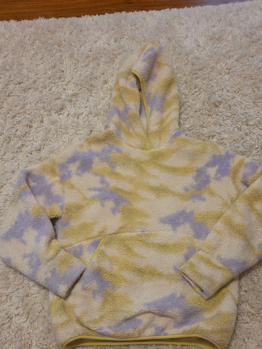 Athleta Pastel Yellow & Lavender Plush Hooded Toasty